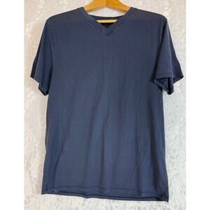 Lululemon 5 Year Basic V-Neck T-Shirt Navy Blue Pima Cotton Short Sleeve Men Med